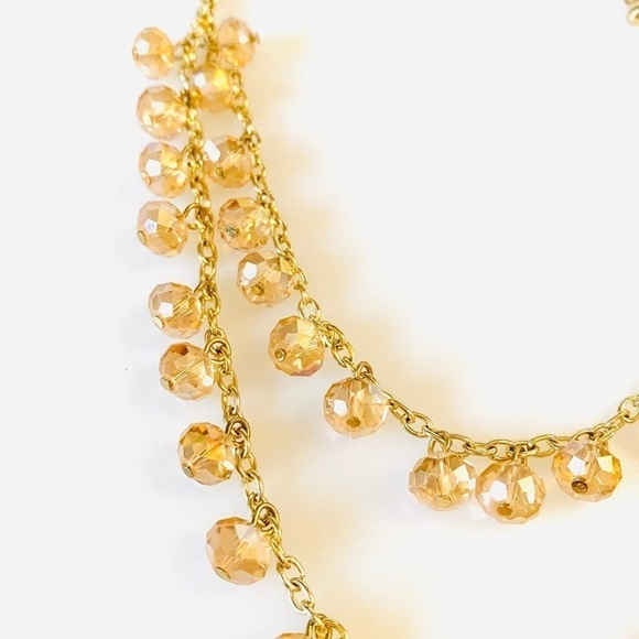 Crystal Fashion Necklace Light Peach Gold Tone 18” - Picture 3 of 7